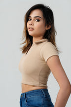 Sculpt V-Neck Ribbed Crop Top
