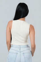 Metallic Clasp Ribbed Top