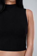 High Neck Ribbed Crop Top