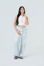 Metallic Clasp Ribbed Top