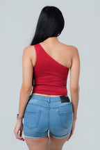 Aura Seamless One-Shoulder Ribbed Crop