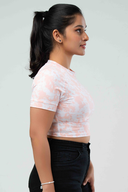 Blush Marble Crop Tee