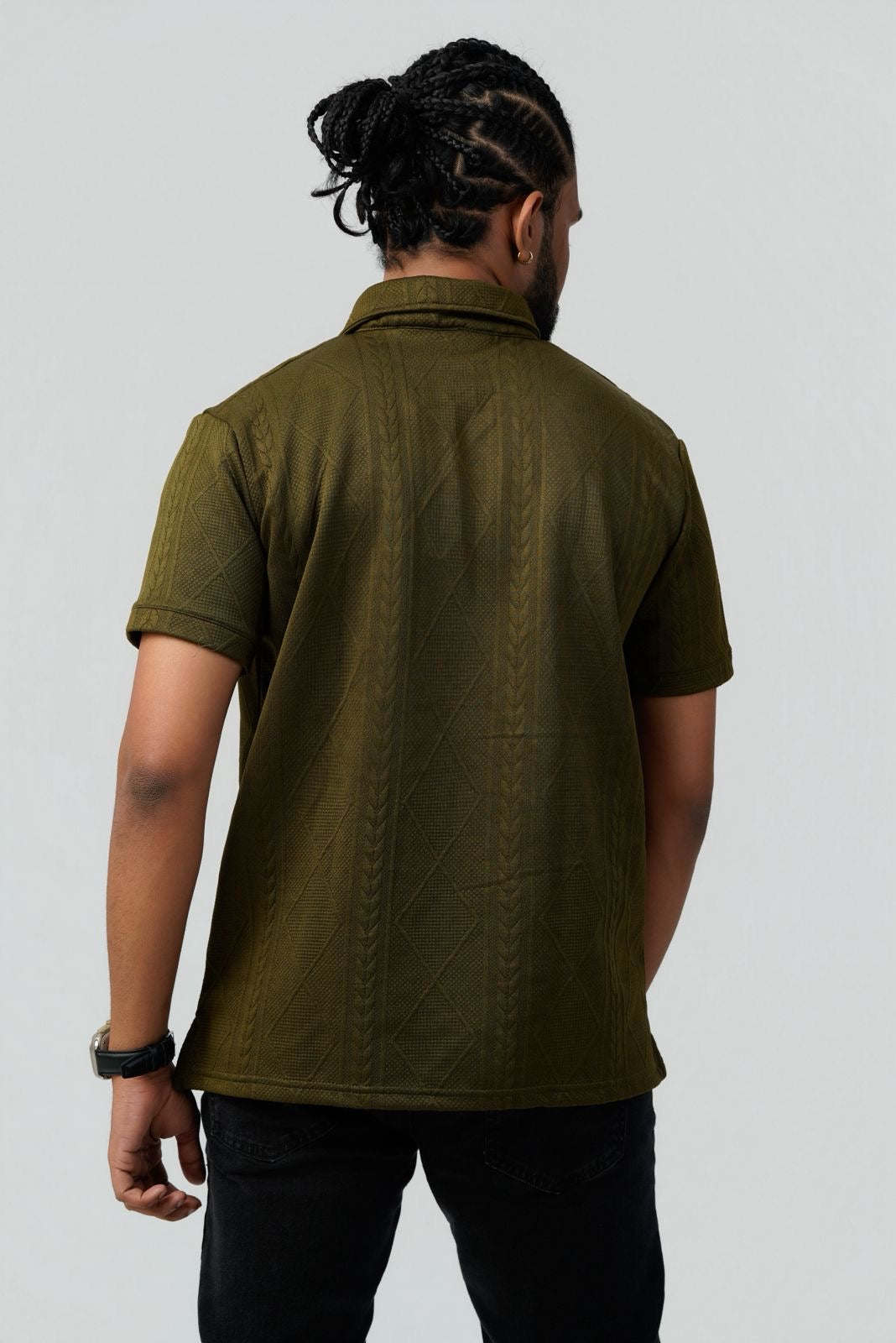 Textured Cable-Knit Polo