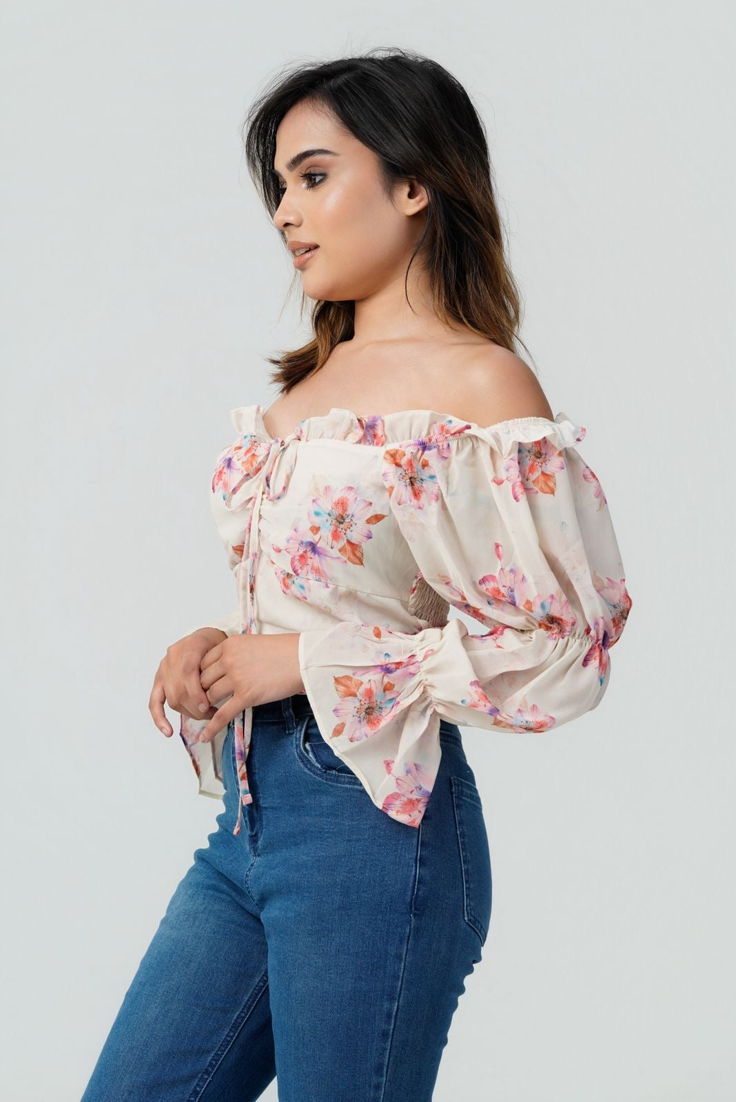 Meadow Mist Off-Shoulder Blouse