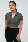 Inspired Zip Up Polo Crop Top