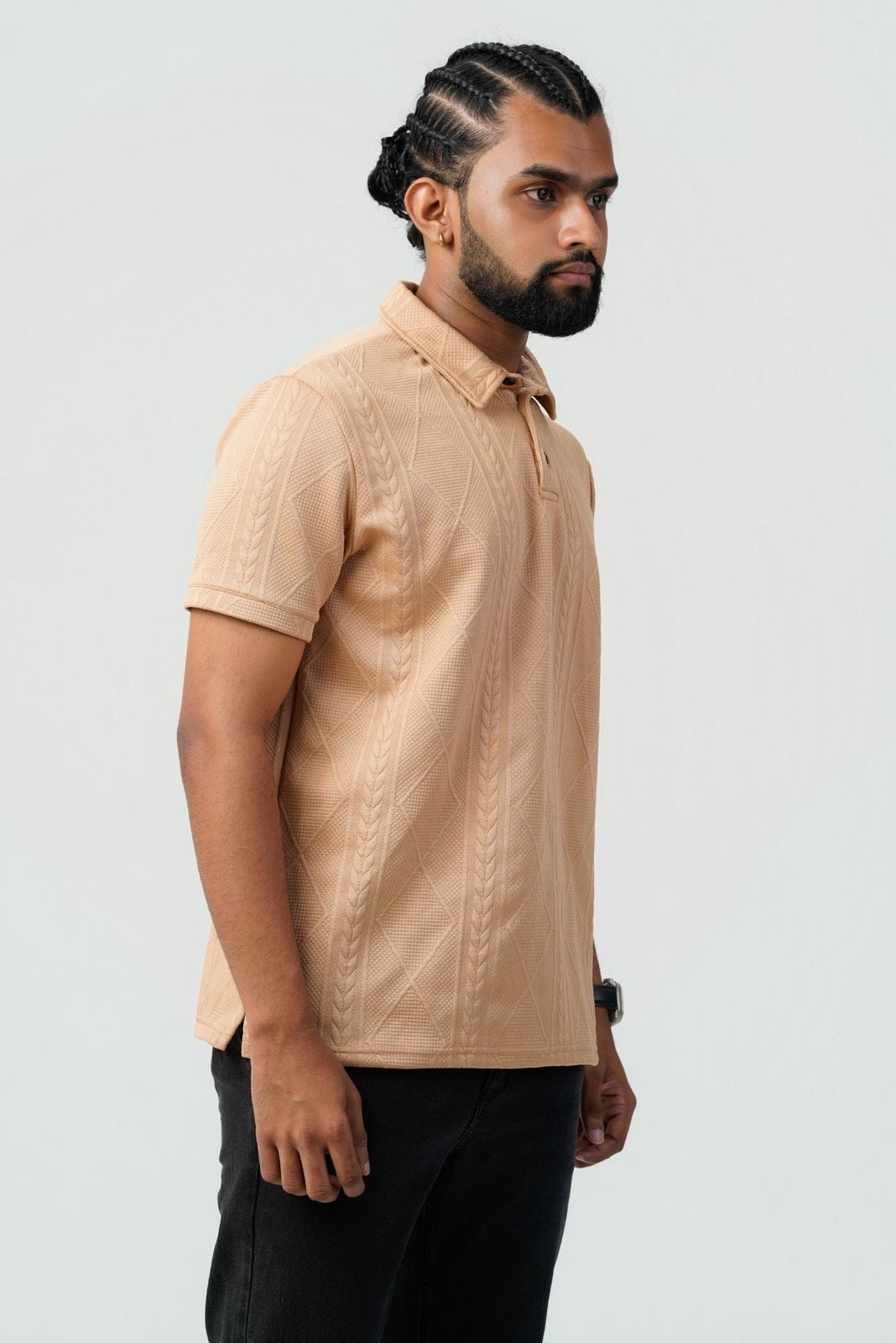 Textured Cable-Knit Polo