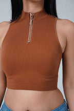 Siena Seamless High-Neck Quarter-Zip Crop