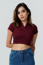 Sculpt V-Neck Ribbed Crop Top