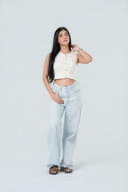Metallic Clasp Ribbed Top