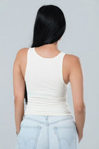 V-Neck Textured Button-Front Tank