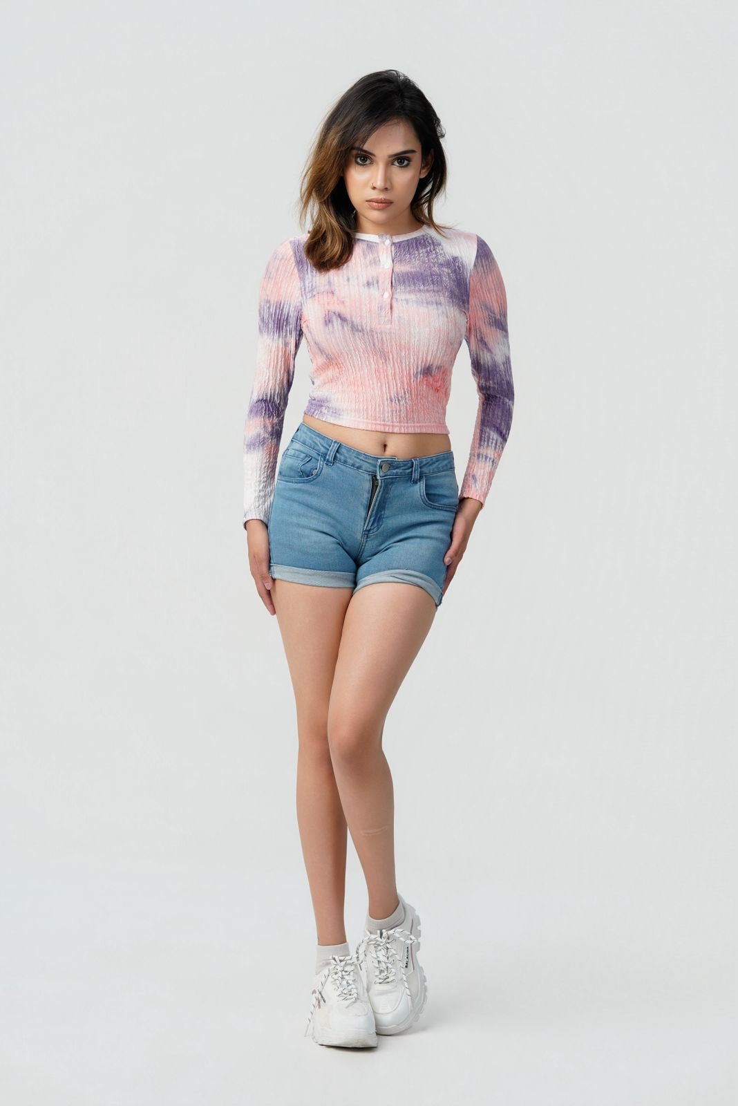 Cloud Ribbed Long Sleeve Crop Top