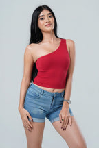 Aura Seamless One-Shoulder Ribbed Crop