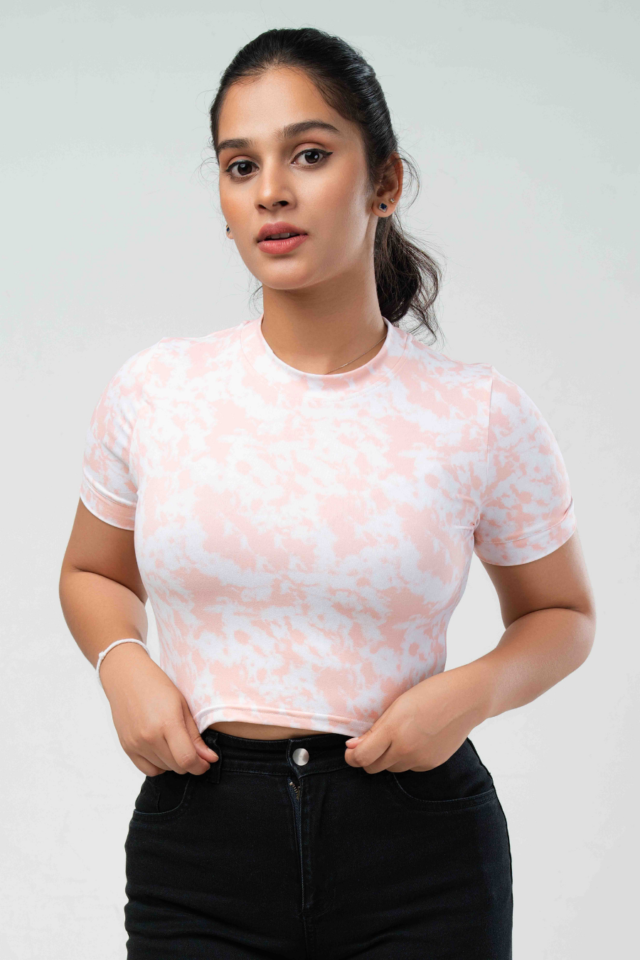 Blush Marble Crop Tee