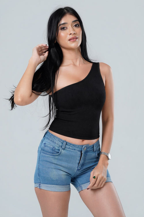 Aura Seamless One-Shoulder Ribbed Crop