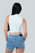 High Neck Ribbed Crop Top