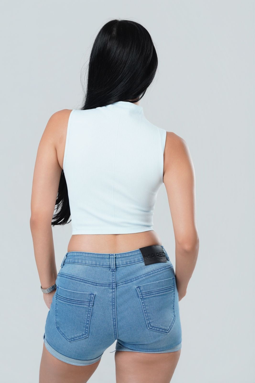 High Neck Ribbed Crop Top