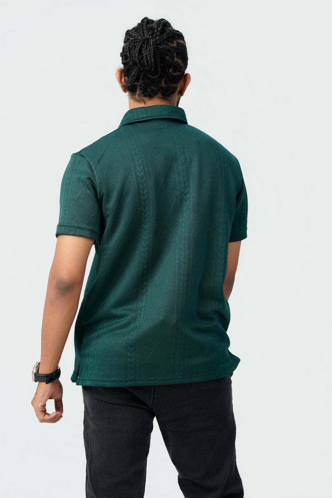 Textured Cable-Knit Polo