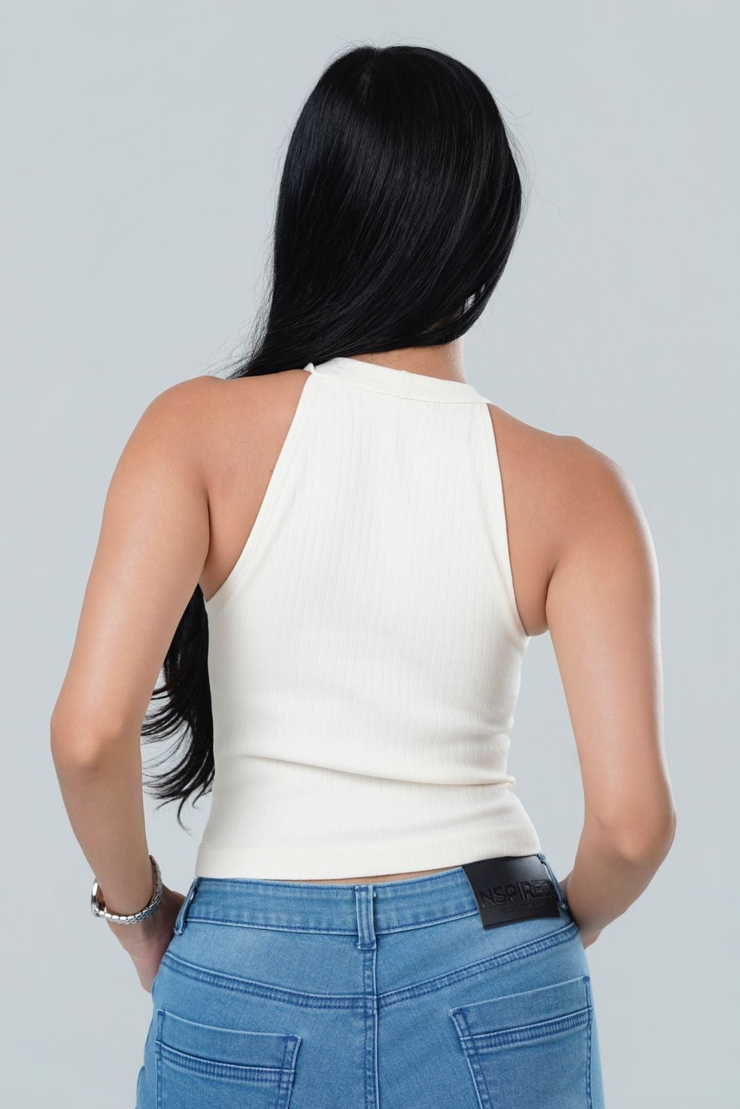 Rhinestone Chain Halter Crop Top