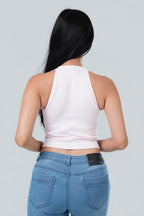 Rhinestone Chain Halter Crop Top
