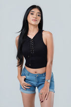 Front Tie Up Ribbed Tank