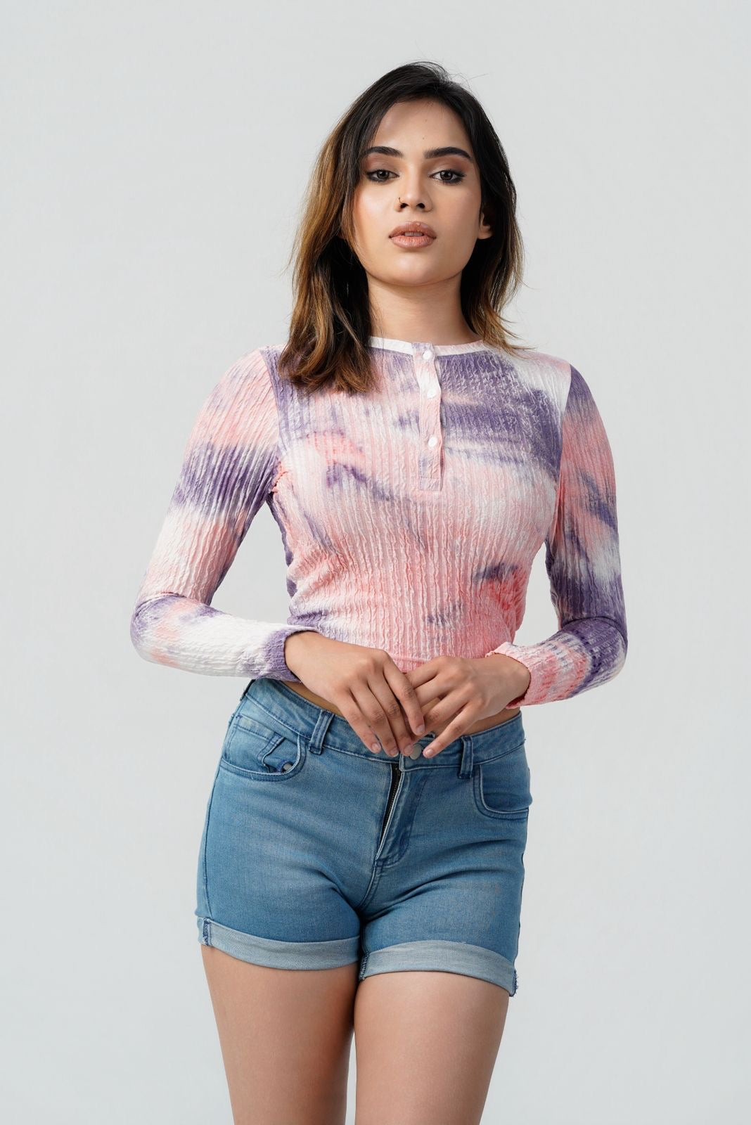 Cloud Ribbed Long Sleeve Crop Top