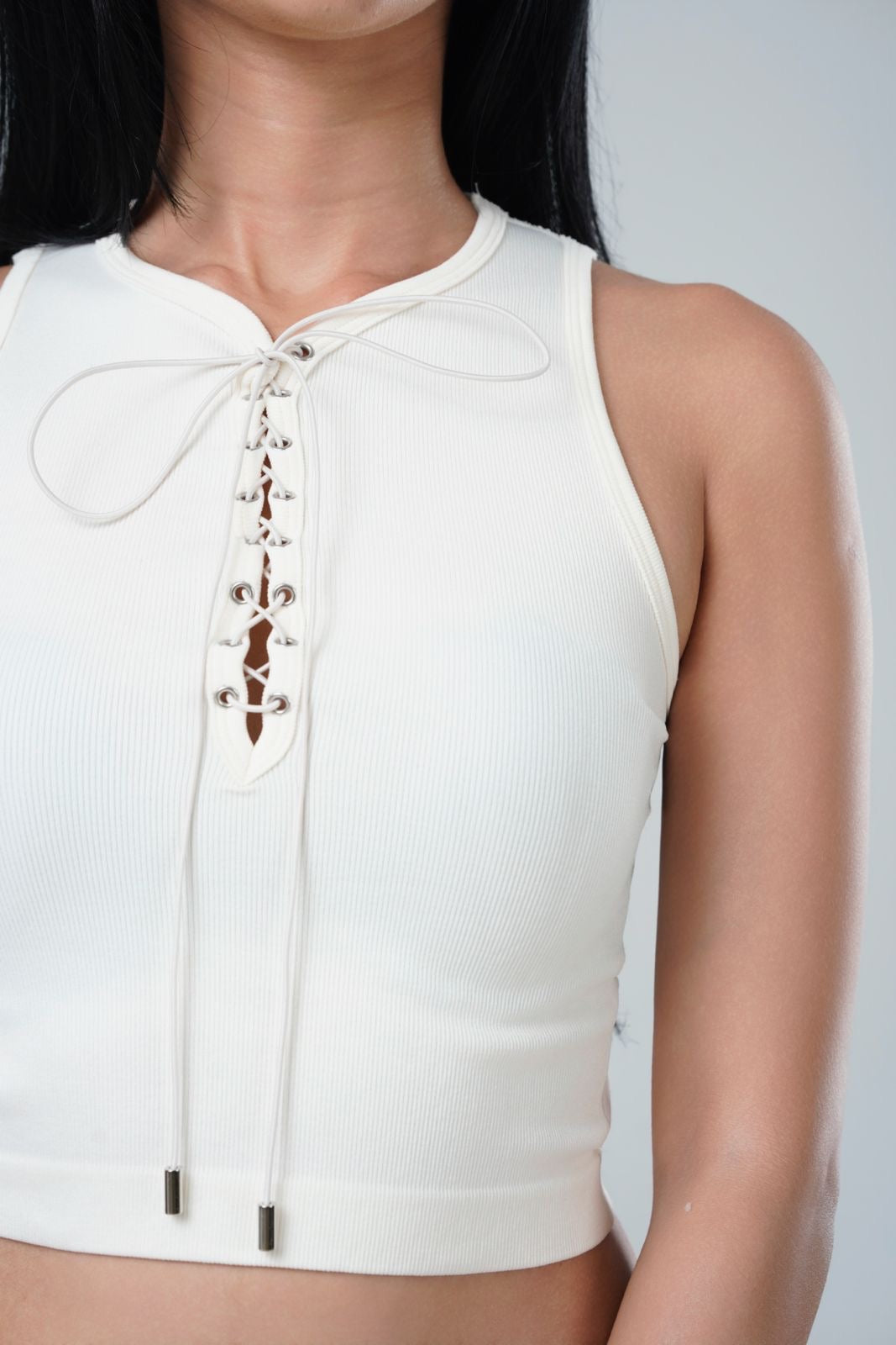 Front Tie Up Ribbed Tank