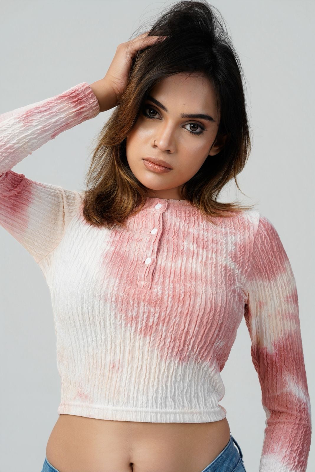 Cloud Ribbed Long Sleeve Crop Top