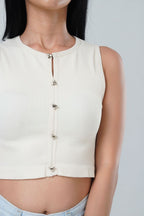Metallic Clasp Ribbed Top