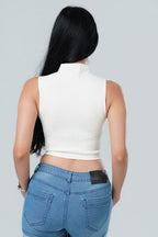 High Neck Ribbed Crop Top