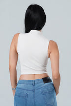 High Neck Ribbed Crop Top