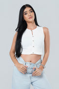 Metallic Clasp Ribbed Top