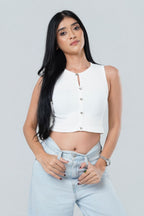 Metallic Clasp Ribbed Top
