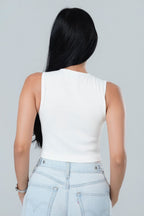 Metallic Clasp Ribbed Top