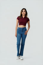 Sculpt V-Neck Ribbed Crop Top