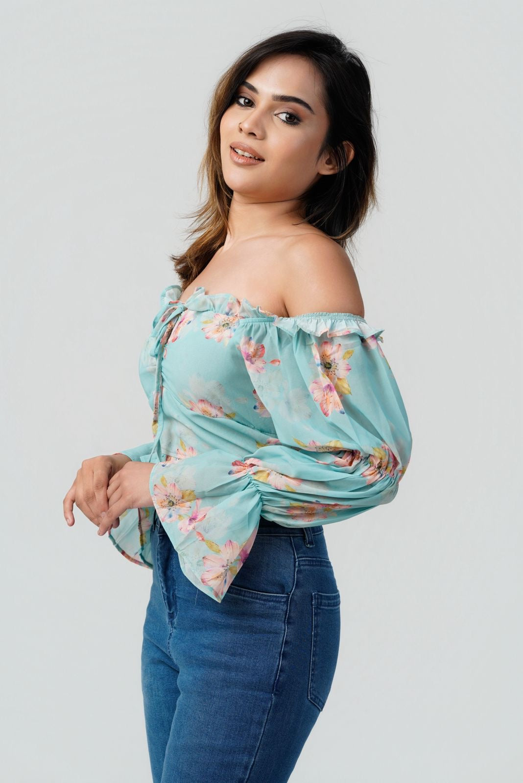 Meadow Mist Off-Shoulder Blouse