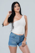 Aura Seamless One-Shoulder Ribbed Crop
