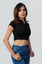 Sculpt V-Neck Ribbed Crop Top