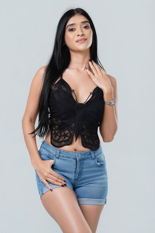 Butterfly Lace Cami Crop Top