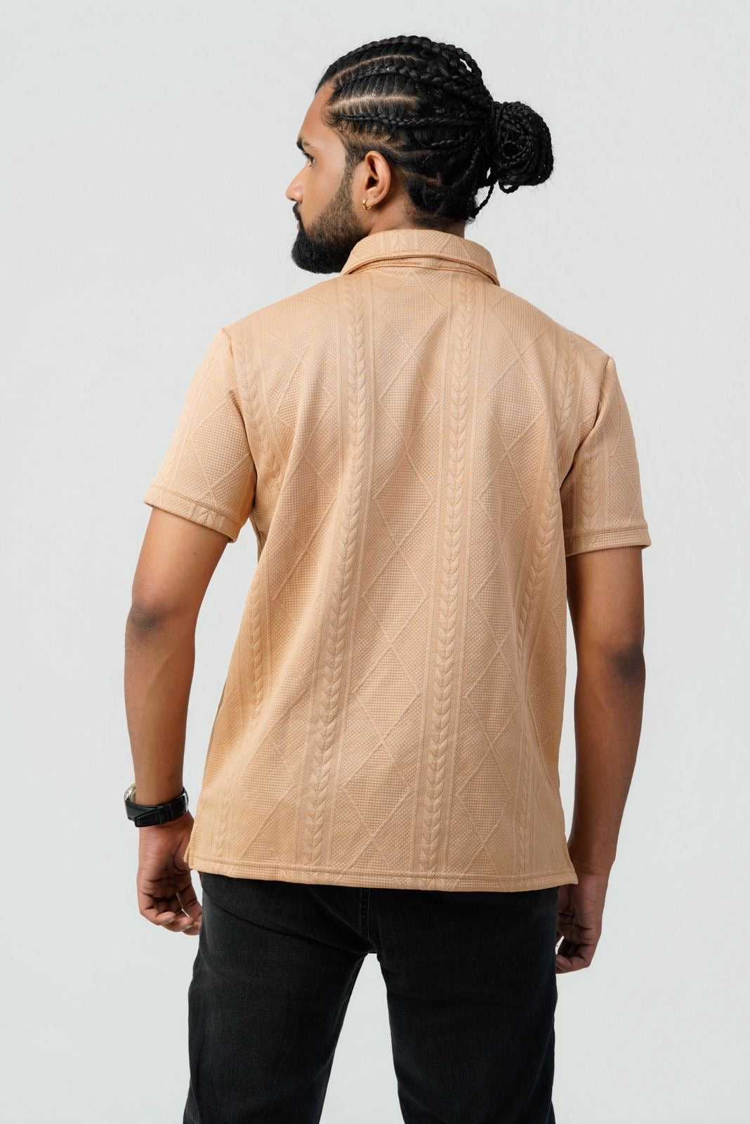 Textured Cable-Knit Polo