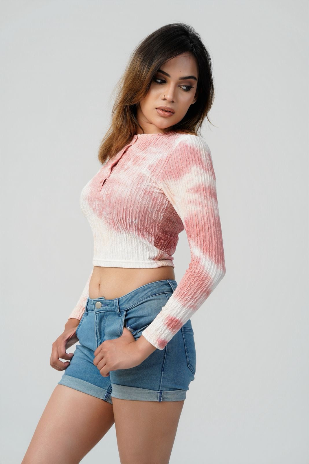 Cloud Ribbed Long Sleeve Crop Top