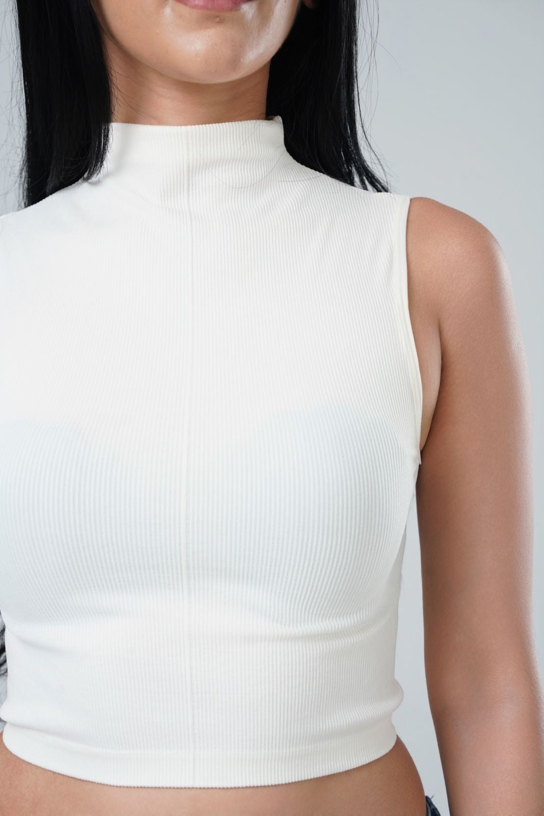 High Neck Ribbed Crop Top