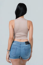 Front Tie Up Ribbed Tank