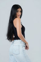 V-Neck Textured Button-Front Tank