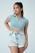 Girls Collar Crop Top