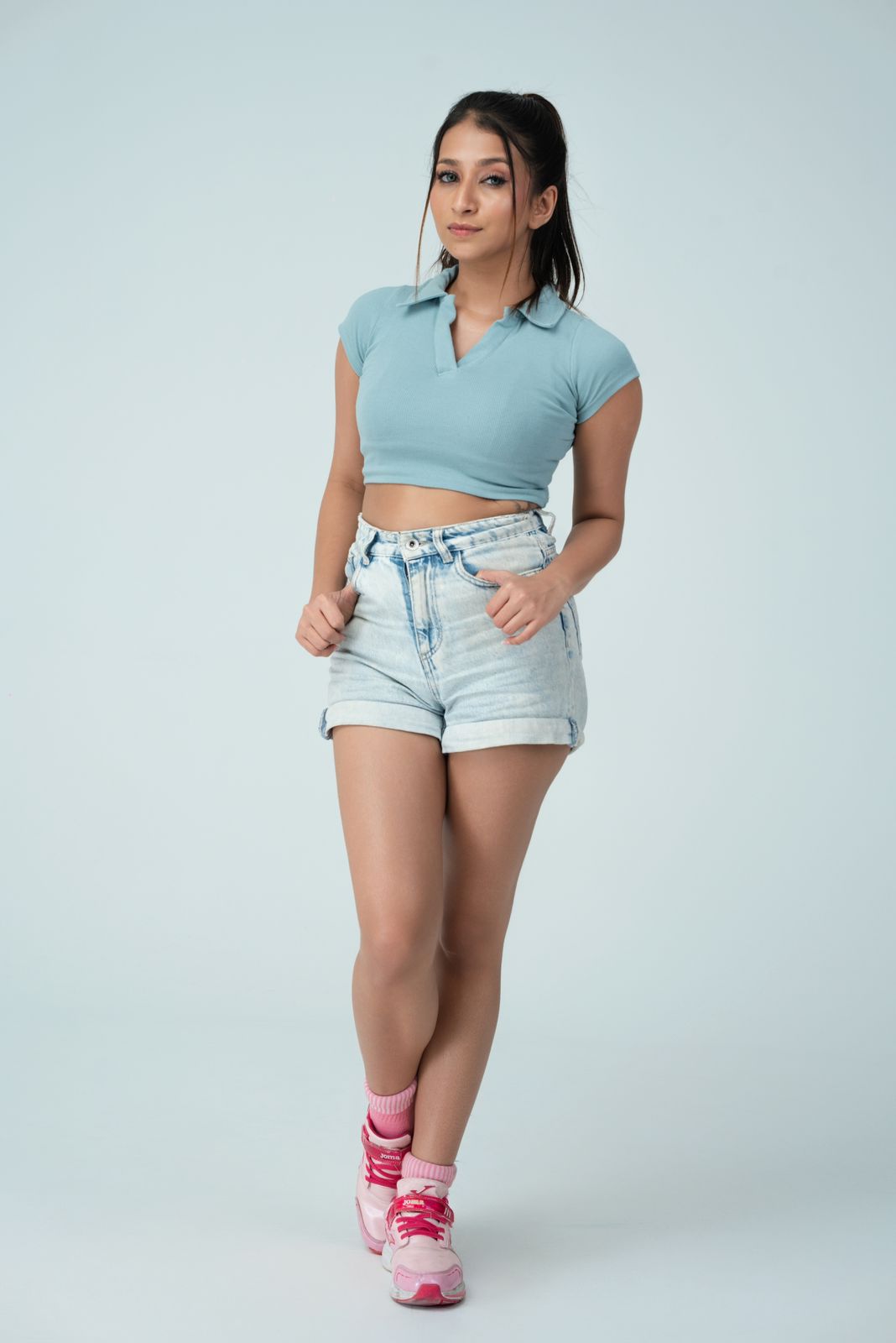 Girls Collar Crop Top