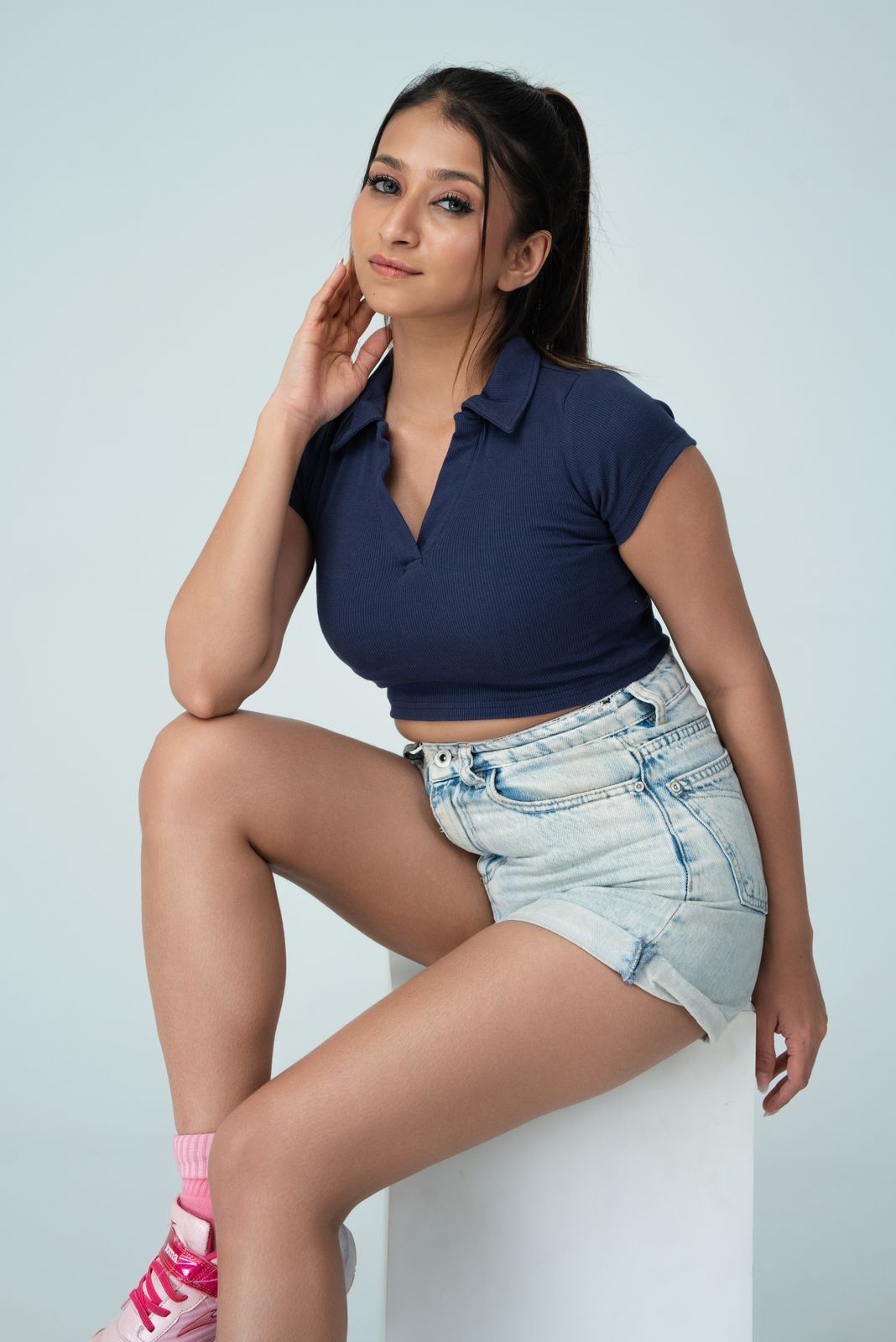 Girls Collar Crop Top