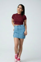 Rose Emboss Crop Tee
