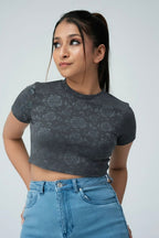 Rose Emboss Crop Tee