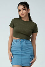 Rose Emboss Crop Tee