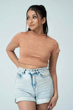 Rose Emboss Crop Tee